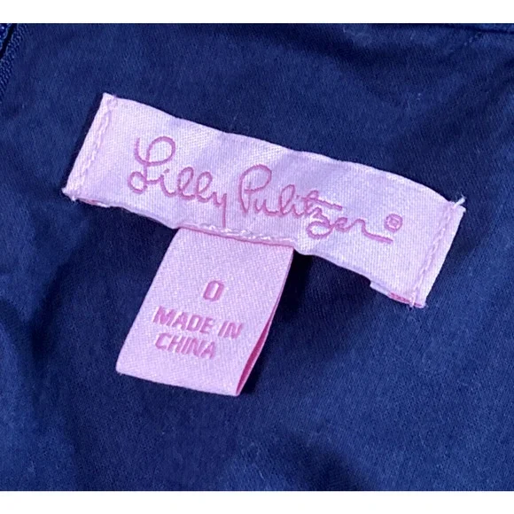 Lilly Pulitzer Sasha Shift Dress Navy and Gold Size 0 Sleeveless Halter Summer - Picture 7 of 8